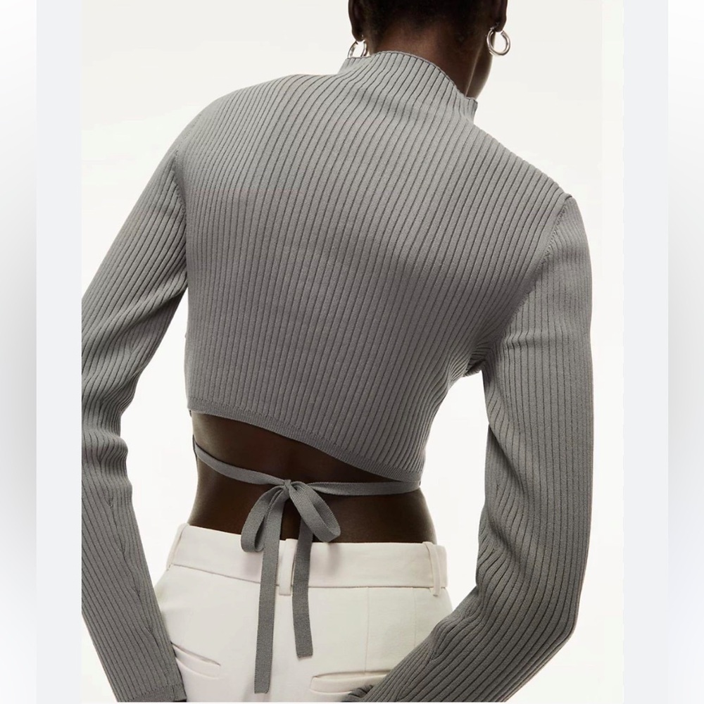 Babaton sculpt tie back mock neck long sleeve